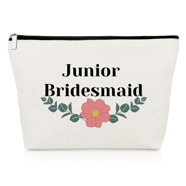 Junior Bridesmaid Gift Bridesmaid Wedding Gifts Makeup Bag Junior Bridesmaid Proposal Gift for Maid of Honor Gifts for Friend Bride Shower Gifts for Sister Bridal Party Gifts Travel Cosmetic Pouch
