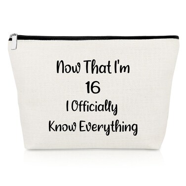 Sweet 16 Birthday Gift Inspirational Gift for Her Makeup Bag 16 Year Old Birthday Gift for Granddaughter Friend Sister Daughter Birthday Gift Cosmetic Bag 16th Birthday Gift Cosmetic Pouch