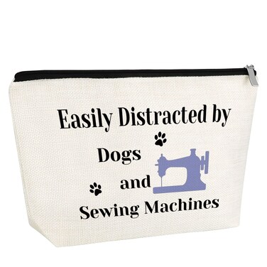 Sewing Gift for Women Quilter Gifts for Dog Lover Gift Sewing Makeup Bag Seamstress Gift Gifts for Sewers Cosmetic Bag Sewing Machine Gift For Dog Mom Dog Owner Quilters Gift