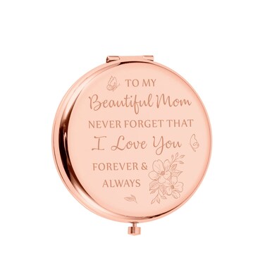 GGOJAGST Easter Basket Stuffers for Women Mom from Daughter Mother's Day Birthday Mirror for Mommy Kids Beautiful Mirror Gift for Mother Compact Mirror Gifts for Mom Rose Gold Engraved Makeup Mirror