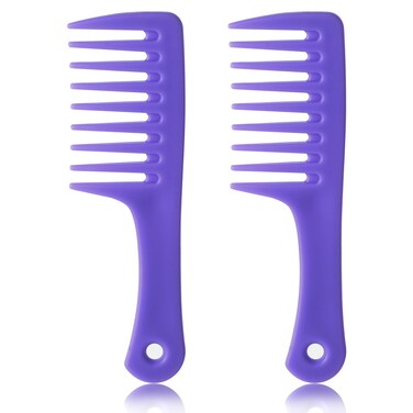 Giantre 2 PCS Mini Wide Tooth Comb, Portable Detangling Comb, Plastic Curl Comb, Big Tooth Combs for Women Hair Styling Comb Travel Size Comb for Curly Hair Long Hair and Wet Hair (Purple)