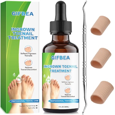 Ingrown Toenail Treatment w/Ingrown Toenail Drops Reliever &amp; Softener,Double Sided Pedicure Nail Lifter Tool for Easy Trimming Care Thick Nail &amp; Ingrown Toe Nail,Toenail Cleaner Kit for Men Women
