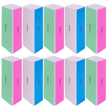 4 Way Nail Buffer Block (10 Pcs), Nail Shine Buffers Blocks Files for Natural and Acrylic Nails Smoother Buffing Block Polisher Fingernail File Buffer 120/240/600/3000 Grit for Buffing Shinning