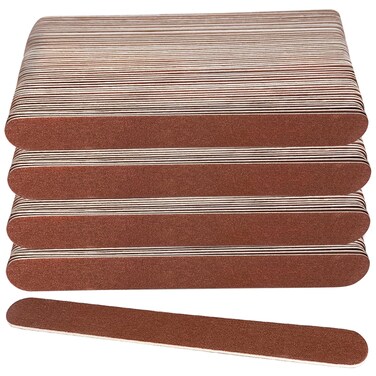 100 Pcs Wooden Nail Files, 7 Inches Emery Board Nail File for Nature Nails, Manicure Tool Set Disposable Nail File for Home Salon Brown