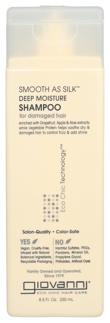 Giovanni Cosmetics Eco Chic Smooth as Silk Shampoo Deep Moisture for Damaged Hair, 8.5 Ounce