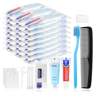 50 Kits Basic Toiletry Kits Homeless Personal Hygiene Kit Bulk Homeless Care Package Supplies Travel Toiletry Kit Homeless Hygiene Kit Bulk for Men Women Disposable Toiletry Kit(10-IN-1)