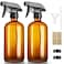 16oz Amber Glass Spray Bottles,2 Pack Glass Spray Bottles Refillable Empty Bottle with Adjustable Nozzle,Spray Bottle for Essential Oils,Cleaning,Pets,Hair Mister