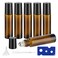 10ML Essential Oil Roller Bottles, 6 Pack Amber Oil Roller Bottles for Essential Oils, Roll on Bottles with Stainless Steel Balls(6 Labels, Opener, Funnel, Dropper Included)