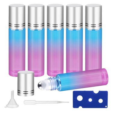 10ML Essential Oil Roller Bottles, 6 Pack Clear Oil Roller Bottles for Essential Oils, Roll on Bottles with Stainless Steel Balls(6 Labels, Opener, Funnel, Dropper Included)