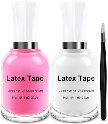 Liquid Latex for Nails - 30ML Upgraded Antifreeze Fast Drying Latex Tape Peel Off Cuticle Guard, Stocking Stuffers Gifts for Women 2 Pack Simply Peel Cuticle Protectors for Nail Art with Tweezers
