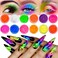 Neon Pigment Powder - 12 Fluorescent Rainbow Colors, 3D Nail Art, Halloween Makeup