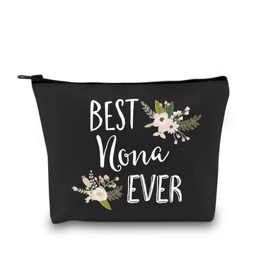 GJTIM Funny Nona Gift for Grandma Best Nona Ever Cosmetic Bag from Grandchildren (Black)