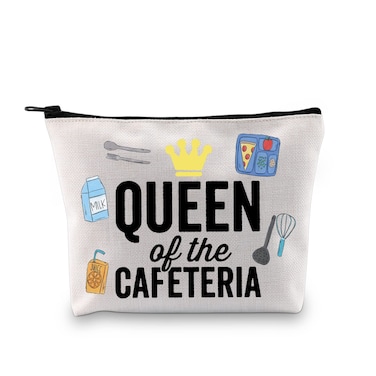 GJTIM Lunch Lady Gift Queen of the Cafeteria Makeup Bag Cafeteria Worker Appreciation Gift for Lunch Workers (Cafeteria Queen Bag)
