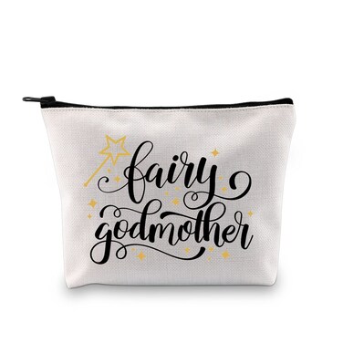 GJTIM Fairy Makeup Bag Godmother Thank You Gift Godmother Proposal Cosmetic Bag Baptism Gift First Communion Gift (Fairy Makeup)