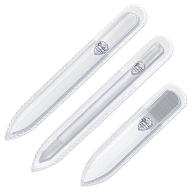 Genuine Czech Glass Nail File Set - Multi-Functional Shiner Buffer, Double Sided Different Grit Etched Surface, Manicure &amp; Pedicure, Professional Nail Care Tool, EU Quality by GLADZY