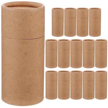 GLEAVI Empty Kraft Paper Jar Tube 15Pcs Round Paperboard 30ml Essential Oil Bottle Packaging Box Cardboard Deodorant Containers Brown Lipstick Boxes