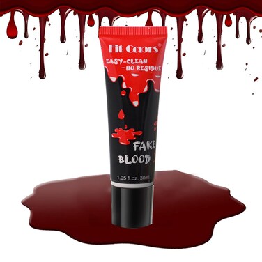 GL-Turelifes Halloween Fake Blood Paint Makeup, Coagulated Blood Scab Blood Gel, Special Effects Wound Modeling SFX Makeup for Zombie Vampire Monster Cosplay Mouth Clothes Dress Up 1.06oz (Dark Red)