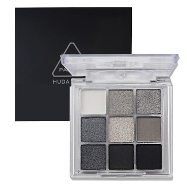 GL-Turelifes 9 Colors Matte&amp;Pearl Black Eyeshadow Palette, Smoky Eye Shadow Makeup, Silver Glitter Grey Eyeshadow with Mirror Waterproof Sweat-proof Long Lasting Highly Pigmented Eye Shadows (Gray)