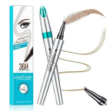 GL-Turelifes Eyebrow Pencil with 4 Tip Micro Head, Liquid Eyebrow Microblading Pen, Eyebrow Pen Micro 4 Point Brow Pen Long-Lasting Waterproof &amp; Smudge-proof Natural Eyebrow Makeup (#1 Light Brown)