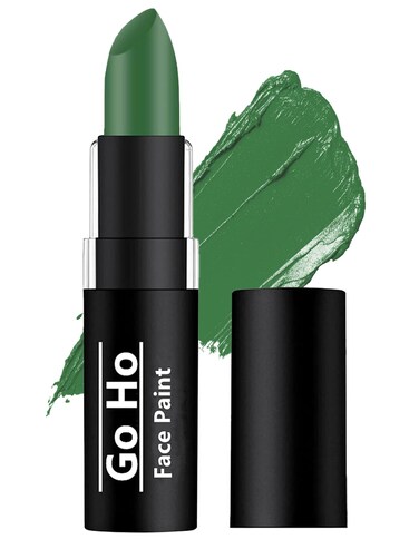 Go Ho Green Cream-Blendable Stick,Green Eye Black Face Body Paint,Hypoallergenic Camo/Hunting Face Paint Stick,SFX Witch Makeup,Safe Facepaint/Lip Smacking for Halloween