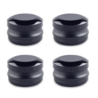 10Gram Lip Balm Containers, 4pcs Round Metal Salve Tins with Lids, Mini Candle Jars, Small Sample Containers for Balms, Salves, Cosmetic, Nail Polish, DIY Items (Black)