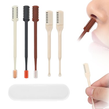 5 Pcs 2 in 1 Nose Hair Trimmer, Nasal Hair Cutter Blade Manual Nose Hair Razors Nostril Hair Remover Tool Double Sided &amp; Single Sided Nose Hair Knife Cleaner for Women Men