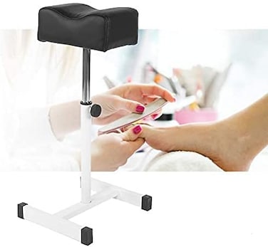 Pedicure Foot Stool Adjustable Pedicure Nail Footrest Manicure Foot Rest Desk Salon Spa Pedicure Foot Rest Equipment with Soft Leather Cushion and Metal Legs 18.9-26.8in