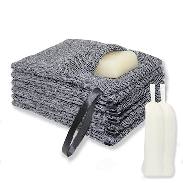 8 Pack Soap Bags - 6 Pcs Soap Saver Pouch &amp; 2 Pcs Soap Foaming Net, Soap Pocket for Deep Exfoliating Body Scrubber for Bath or Shower