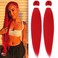 Red Braiding Hair - Pre Stretched, Ez Braid, Hypoallergenic Knotless Synthetic Colored Hair Extensions