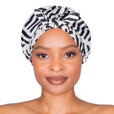 GRACE &amp; COMPANY Luxury Shower Cap For Women - 100% Waterproof, Reusable, Washable &amp; Breathable Shower Caps - Casablanca