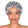 GRACE &amp; COMPANY Luxury Shower Cap For Women - 100% Waterproof, Reusable, Washable &amp; Breathable Shower Caps - Casablanca