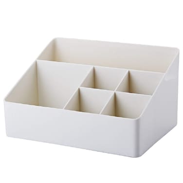 Granvela Home Organizer Bedside Table Organizer Makeup Organizer  Cosmetics Storage Box - 6 Compartments (White)