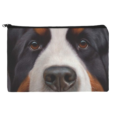 Bernese Mountain Dog Face Closeup Makeup Cosmetic Bag Organizer Pouch