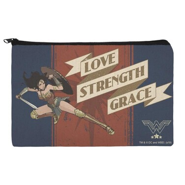 Wonder Woman Movie Love, Strength, Grace Makeup Cosmetic Bag Organizer Pouch