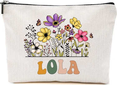 Lola Wildflowers Gifts For Mother's Day Makeup Bags - Lola Flower Gift Bags - Mom Birthday Gifts - Travel Cosmetic Bag For Birthday