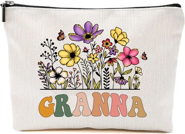 Granna Wildflowers Gifts For Mother's Day Makeup Bags - Granna Flower Gift Bags - Mom Birthday Gifts - Travel Cosmetic Bag For Birthday