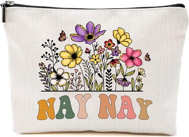 Nay Nay Wildflowers Gifts For Mother's Day Makeup Bags - Nay Nay Flower Gift Bags - Mom Birthday Gifts - Travel Cosmetic Bag For Birthday