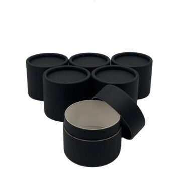 GreenWay 2oz / 60g Kraft Paperboard Empty Jars with Lids - 6 Pack Biodegradable Jars Refillable DIY Cosmetic Containers &ndash; Wax Lined Packaging Containers with Snug-Fitting Caps - Black