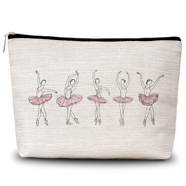 GREOXG Ballerina Makeup Bag, Watercolor Ballet Dancing Girl Cosmetic Bag, Dancer Friendship Gifts for Dance Lovers Dance Teacher Girls Teens Student Women-A06