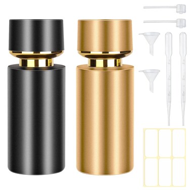 2pcs 50ml Glass Spray Bottle for Perfume,Refillable Travel Perfume Atomizer Bottles,Black&amp;Gold Portable Cologne Atomizer Empty Bottle.(Black&amp;Gold)