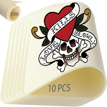 Tattoo Practice Skin - Thick 8x12 Double Sides Soft Silicone Pads - Fake Skin for Tattooing &amp; Microblading Practice (10pc - Yellow)