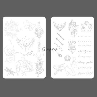 1pc Soft Silicone White Tiny Tattoo Practice Skin Pre-Printed Double Sides Designs Training Pads Tattoo Fake Skin Practice Skin for Tattooing (1pc)