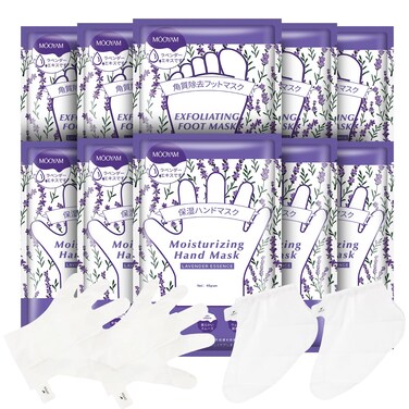 Hydrating Hand Foot Masks Set,Moisturizing Hand Mask for Dry Hand,Exofliating Foot Mask for Peeling Away Dead Skin Calluses,5 Pack Glove Mask&amp;5 Pack Socks Mask for Women（Lavender）