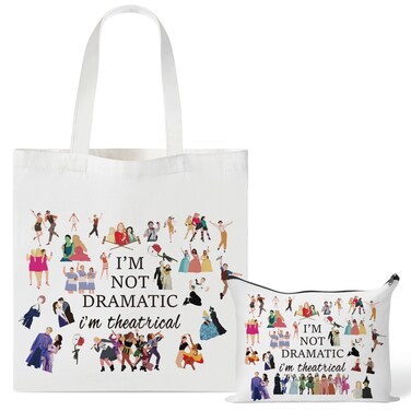 Broadway Musical Canvas Tote Bag - I&rsquo;m Not Dramatic I&rsquo;m Theatrical Gifts Tote Bag and Cosmetic Bag Set, Makeup Zipper Pouch Bag for Women Girls Fans Lovers Gift