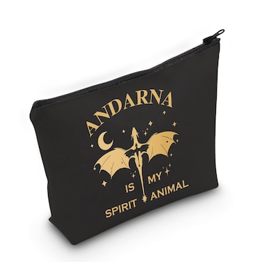 Gzrlyf Four Wing Inspired Makeup Bag Dragon Rider Fantasy Reader Gift Andarna Dragon Bookish Gift Cosmetic Bag (ANDARNA IS MY SPIRIT ANIMAL)