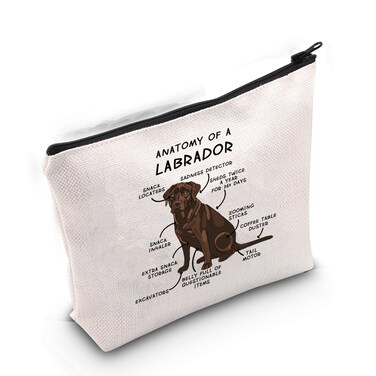 Gzrlyf Chocolate Labrador Retriever Makeup Bag Lab Dog Mom Gift Labrador Retriever Owner Lover Cosmetic Bag (ANATOMY OF A LABRADOR)