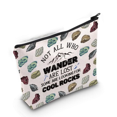 Gzrlyf Geologist Funny Gift Geologist Makeup Bag Not All Who Wander Are Lost Some Are Looking For Cool Rocks Rock Hounding Bag (WANDER ROCKS)