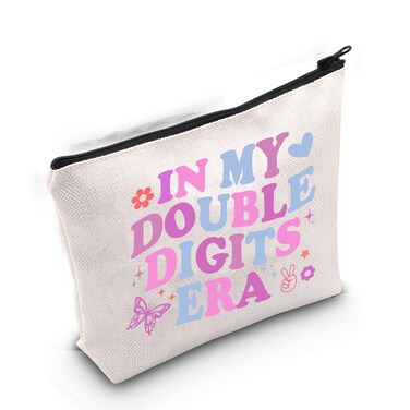 In My Double Digits Era Makeup Bag 10th Birthday Gift 10 Years Old Birthday Ten Birthday Gift Cosmetic Bag (IN MY DOUBLE DIGITS)