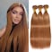 Bundles Human Hair 16 18 20 Inch Straight 30 Light Brown Human Hair Bundles Unprocessed Brazilian Virgin Hair Bundles Quick Weave for Black Women