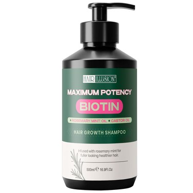 Hair Illusion Maximum Potency Biotin Hair Growth Shampoo  Infused with Rosemary &amp; Castor Oil for Hair Loss and Thinning hair. Natural Shampoo, Sulfate Free